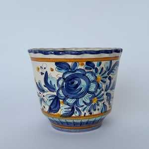 Macetero italiano vintage de terracota hecho a mano