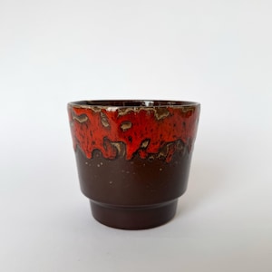 Vintage MCM handmade ceramic fat lava pottery flower planter Mid Century Modern