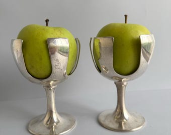 Vintage ZELDZAAM paar F. Neumann Solinger verzilverde fruitschaaltjes: vintage tafeldecor