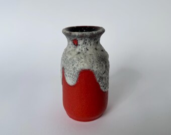 Vintage moderne Fat Lava West-Duitse vaas met rood glas uit het midden van de eeuw, modernistisch interieur