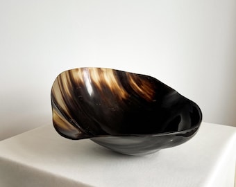 Vintage Modernist Decorative Buffalo Horn Bowl, Contemporary Home Decor