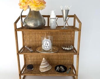 Vintage Wicker Three Tiered Wall Shelf