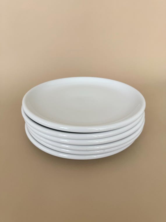 Set von 6 Vintage IKEA x Rondo weiße Porzellan hohle Essteller, minimalistisches Geschirr