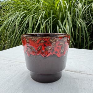 Vintage MCM handgemachter Blumentopf Fat Lava Keramik Mid Century Modern