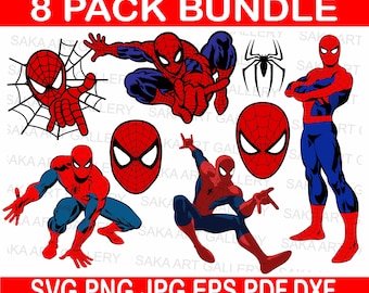 Spiderman SVG, superheld SVG, gelaagde bestanden van hoge kwaliteit, SVG-bestanden voor cricut, illustraties, vectorbestanden, stripfiguren