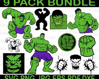 Hulk SVG, Superhero svg, Archivos en capas de alta calidad, archivos svg para cricut, imágenes prediseñadas, archivos vectoriales, personajes de dibujos animados