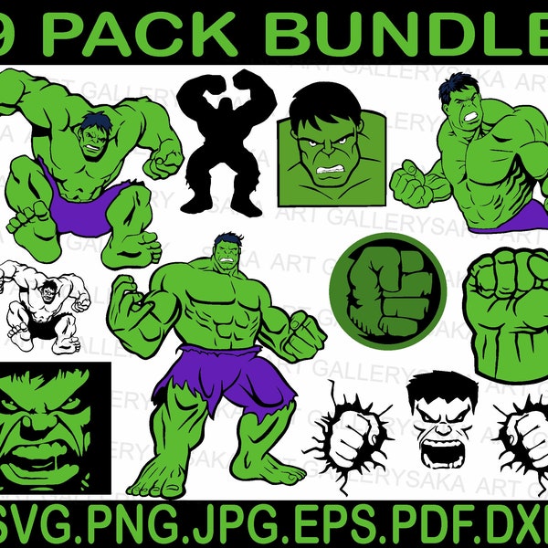 Hulk SVG, Superhero svg, High quality layered files, svg files for cricut, clip art, vector files, cartoon characters