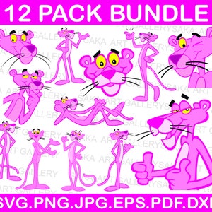 Pink Panther SVG, Pink Panther-Schnittdateien, Hochwertige Layered-Dateien, SVG-Dateien für Cricut, Clip Art, Vektordateien, Zeichentrickfiguren