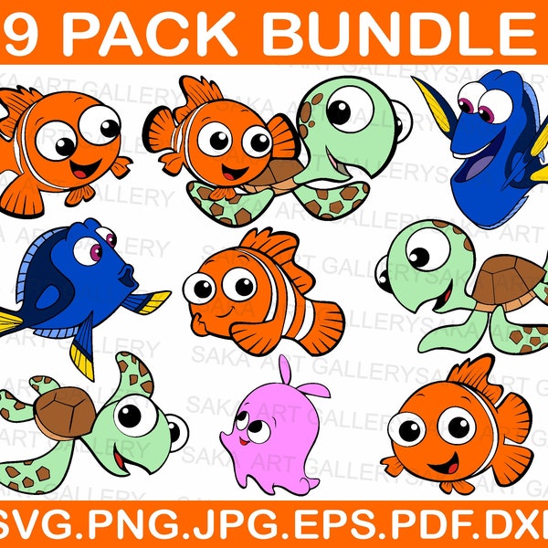 Nemo SVG, Finding Nemo svg, hochwertige überlagerte Dateien, SVG-Dateien für Cricut, Clip Art, Vektordateien, Cartoon-Figuren