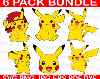 Pikachu SVG, Pokemon svg, hochwertige Layered-Dateien, svg-Dateien für Cricut, Clip Art, Vektordateien, Zeichentrickfiguren