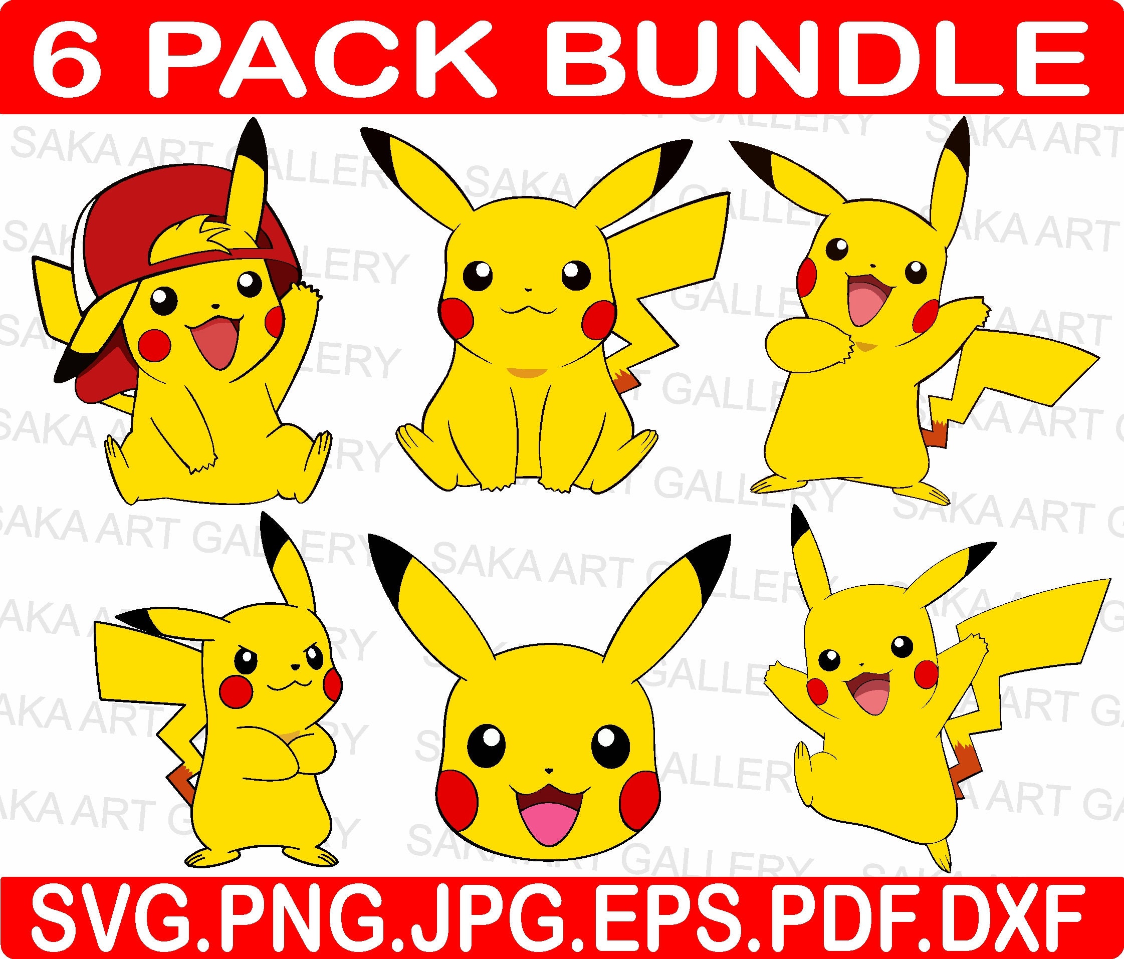 22 Pokemon Face Svg Big Bundle Pikachu Snorlax Clipart Cut 