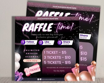 Pink Raffle Flyer Raffle Ticket Flyer Giveaway Flyer Hair Raffle Flyer Braids Raffle Flyer Lash Raffle flyer Social Media Flyer Editable