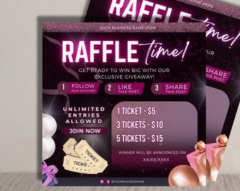 Pink Raffle Flyer Raffle Ticket Flyer Giveaway Flyer Hair Raffle Flyer Braids Raffle Flyer Lash Raffle flyer Social Media Flyer Editable