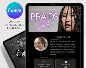 Acuity Scheduling Template Braid Acuity Scheduling Template Hair Braider Website Braid Acuity Website Braid Acuity Template Canva Acuity