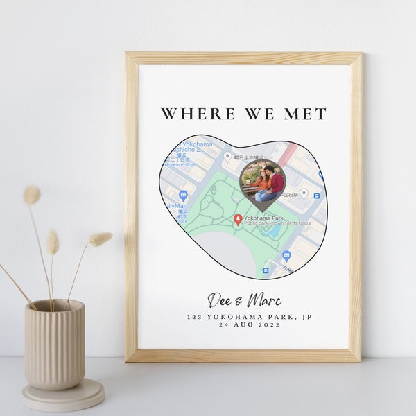 Where We Met Map Memories Map Anniversary Gift Personalized Map Couple Gift Valentines Gift Long Distance Gift DIGITAL DOWNLOAD