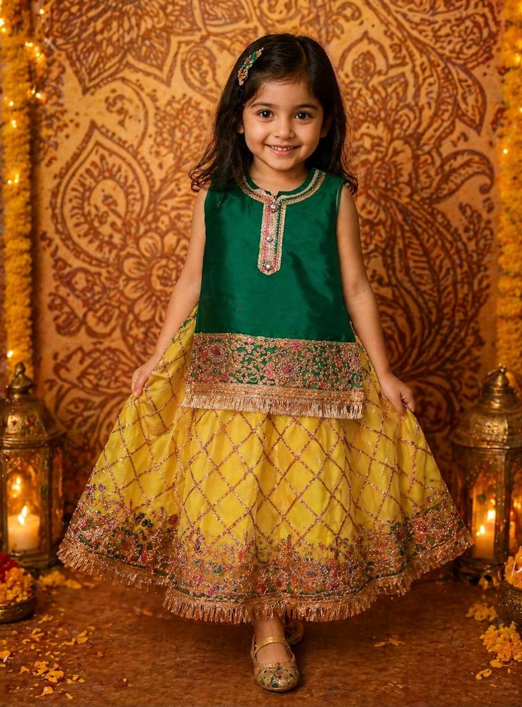 Green and Yellow Mehndi Dress - Etsy