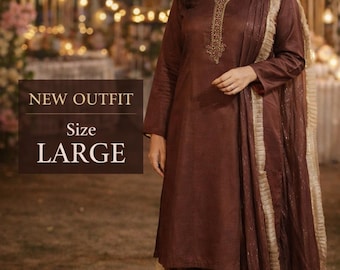 Pakistani 3 Piece Party Wear | Raw Silk Kurta Palazzo Set | Embroidered Eid Outfit | Ramadan Iftar Dress | Wedding Guest Dress