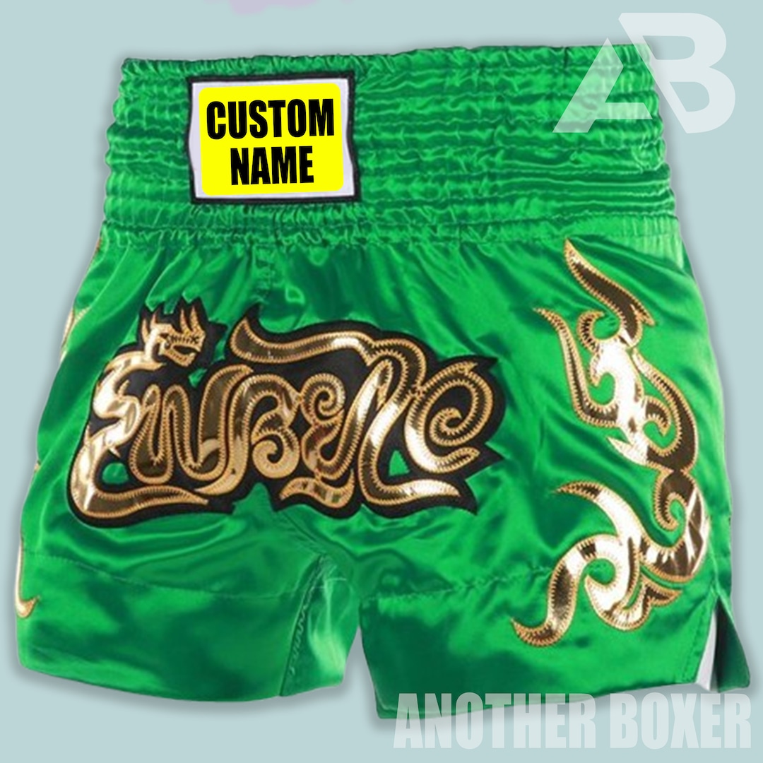 Premium Muay Thai Shorts | Handmade Retro Style For Kickboxing, MMA & Thai Boxing | Satin Fabric With Drawstring