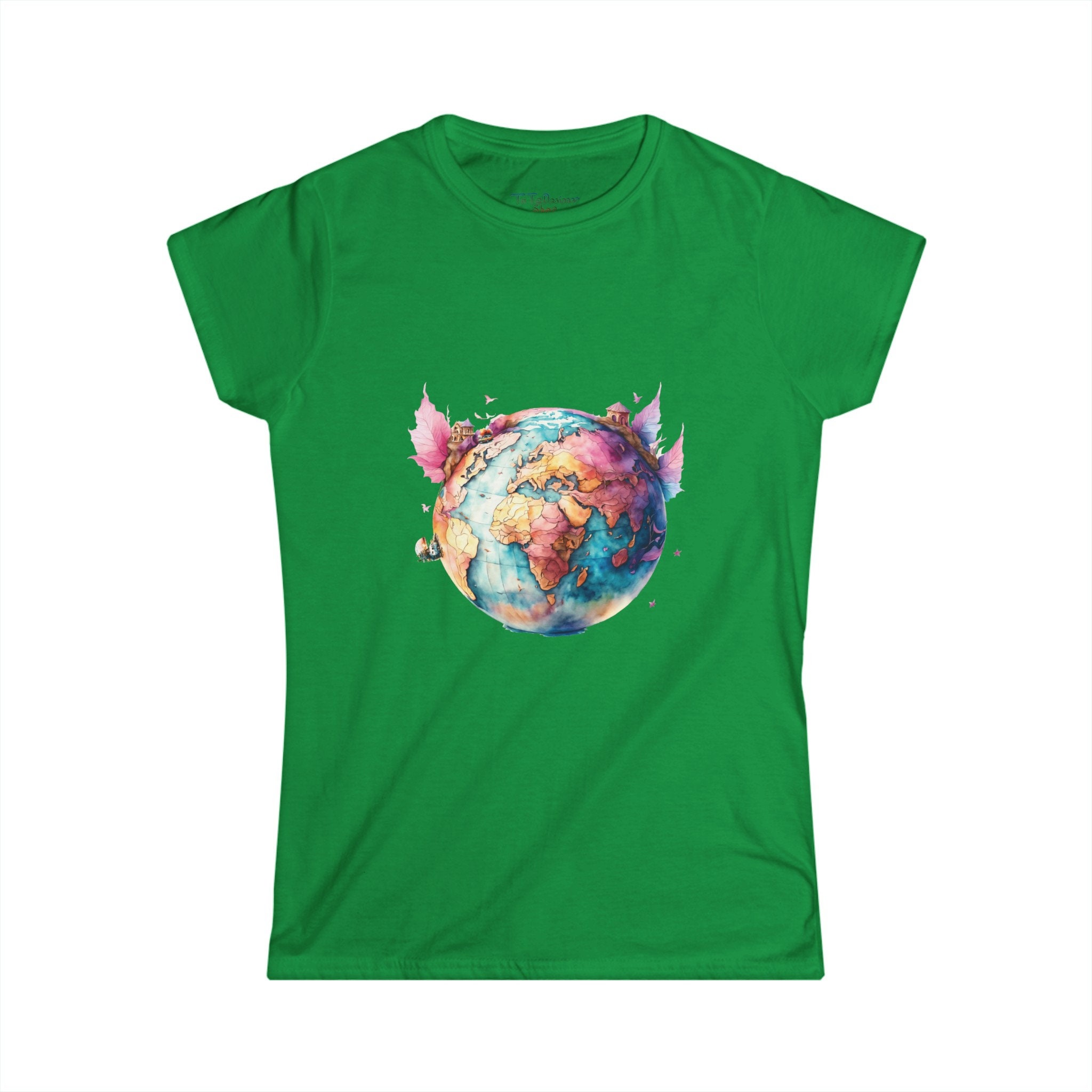 World Motif Women's Tee, Graphic Tee, Nature Illustration