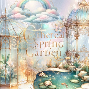 65 bilder Ethereal Spring Garden Clipart-paket - Hög upplösning - Kommersiellt