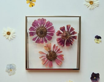 Tableau de décoration murale avec de vraies fleurs séchées