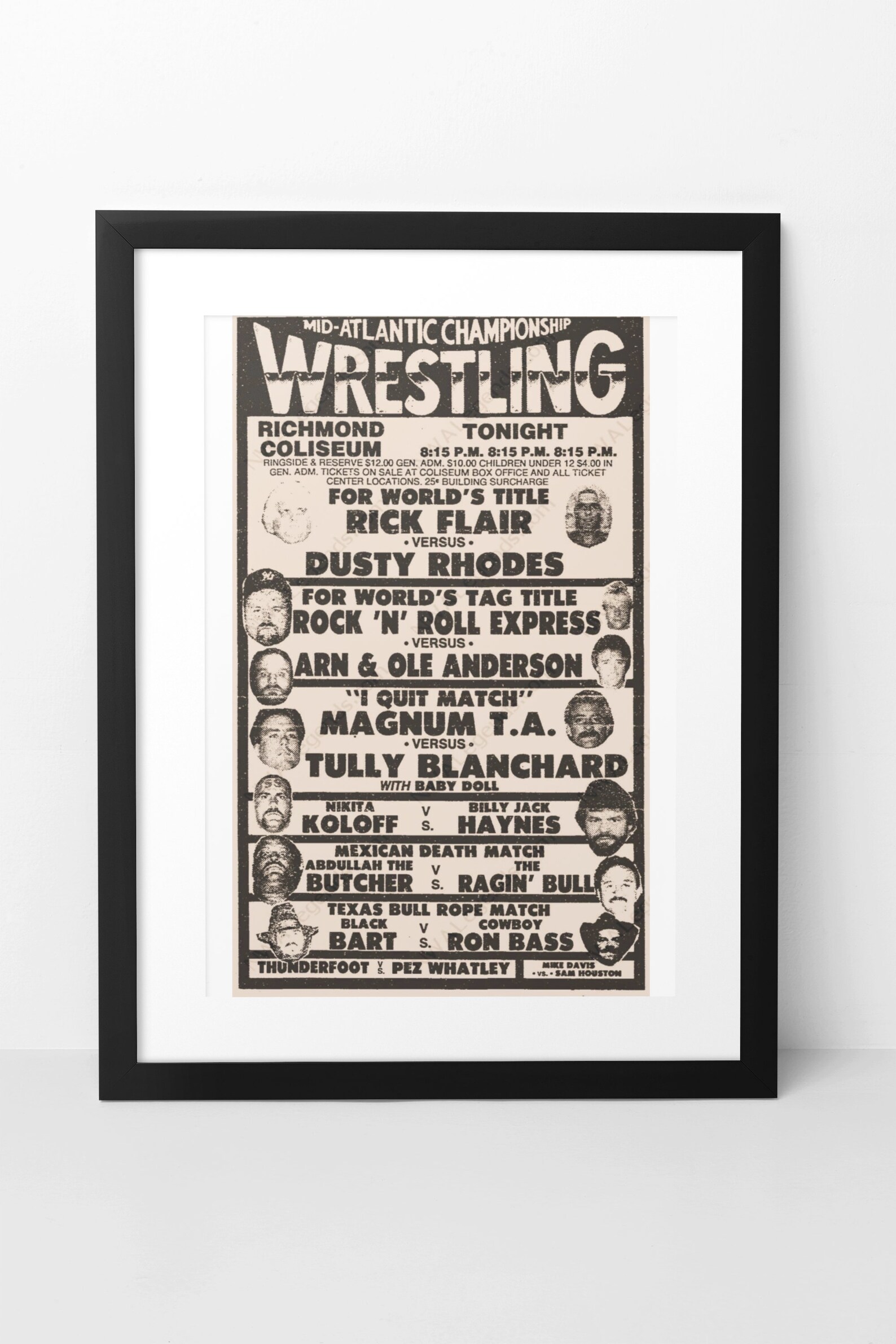 Wrestling Poster Tully Blanchard Vs Magnum TA Poster I Quit Match Flair