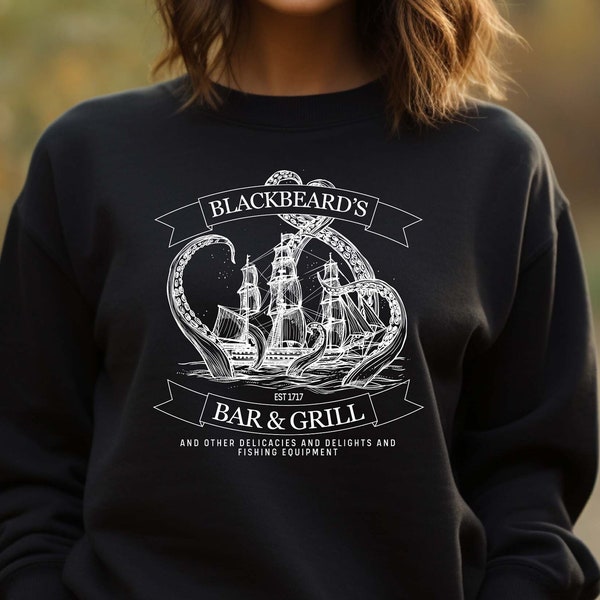 Black Beard's Bar and Grill Sweatshirt,The Gentleman Pirate Shirt,Our Flag Means Death Est 1717 Shirt, Bar and Grill Shirt, Retro LGBT Shirt