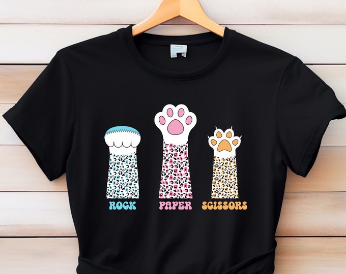 Rock Paper Scissors Shirt, Funny Cat Paw Sweatshirt, Unisex Crewneck T-Shirt for Cat Lover, Cat Owner Shirt, Cat Paw Shirt, Gift for Cat Mom