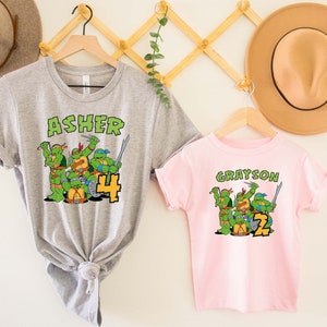 Turtles Birthday Boy Sweatshirt,Turtles Matching Shirt,Custom Turtle Birthday Party Shirts,Movie Toddler,Anime Boy Tee,Green Turtles Shirt