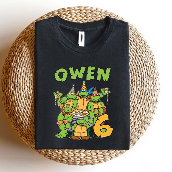 Turtles Pizza Birthday Boy Sweatshirt,Turtles Matching,Custom Turtle Birthday Party Shirts,Movie Toddler,Anime Boy Tee,Green Turtles Shirt