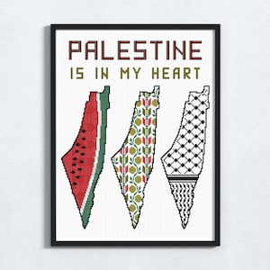 Set of 3 Maps of Palestine Tatreez Cross Stitch Pattern Palestinian Traditional Embroidery Art Printable Chart PDF