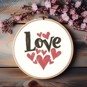 Love Heart Easy Cross Stitch Pattern for Beginners PDF Valentine&#39;s Day Gift