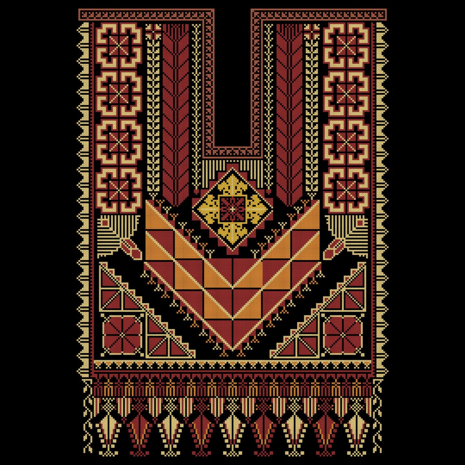 Thobe Pattern Palestinian Tatreez Thobe Chest Panel Cross Stitch Pattern, Traditional ...
