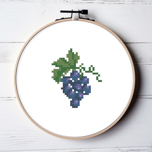 Grape Easy Small Cross Stitch Pattern for Beginners PDF