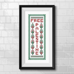 Free Palästina Tatreez Kreuzstichmuster, traditionelle palästinensische Stickerei-Karte druckbare PDF