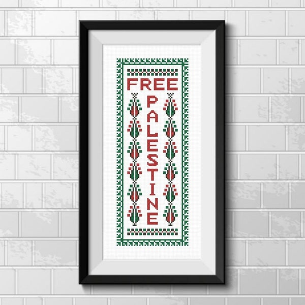 Free Palestine Tatreez Cross Stitch Pattern, Traditional Palestinian Embroidery Chart Printable PDF