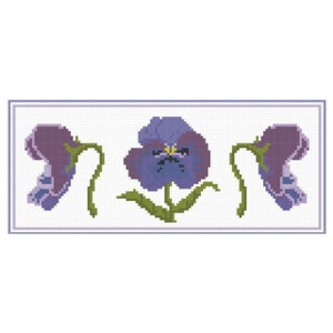 Pansy Flower Cross Stitch Pattern Summer Floral Embroidery Chart Printable PDF