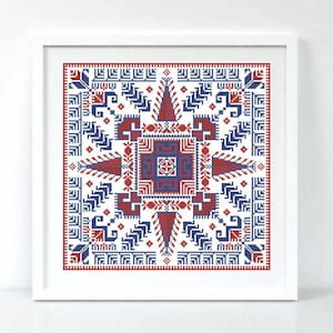 Tatreez Ornament Cross Stitch Pattern Traditional Palestinian Embroidery Art Arabic Design Printable PDF Chart