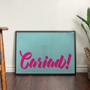 Cariade! Typografie Druck - Geniva Schrift - Fettdruck - Walisisch - Minimalistisches Wohndekor - Büro Dekor