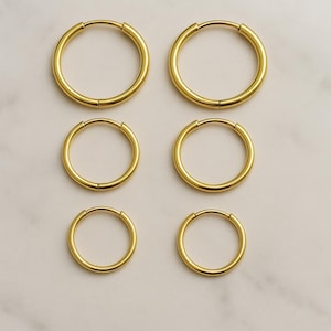 Gold Small Slim Hoop Surgical Steel Hoop Earring gift for her, gift for him