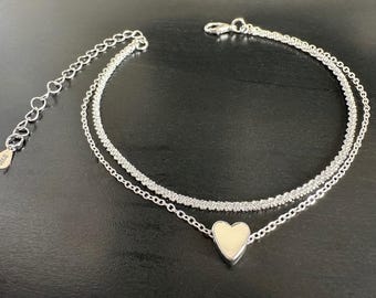 Small Heart Boho beach heart anklet silver plated bracelet