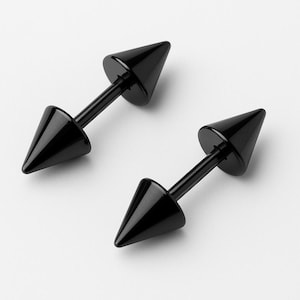 Spike Cone Stud Earrings Stainless Steel Double Bar Earrings