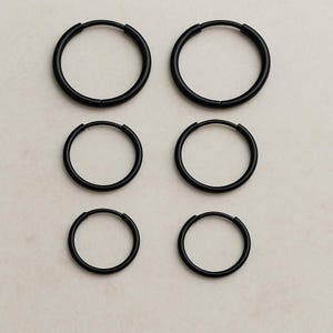 Black Slim Hoop Earring Surgical-grade Stainless Steel Huggies' Hoop Earrings