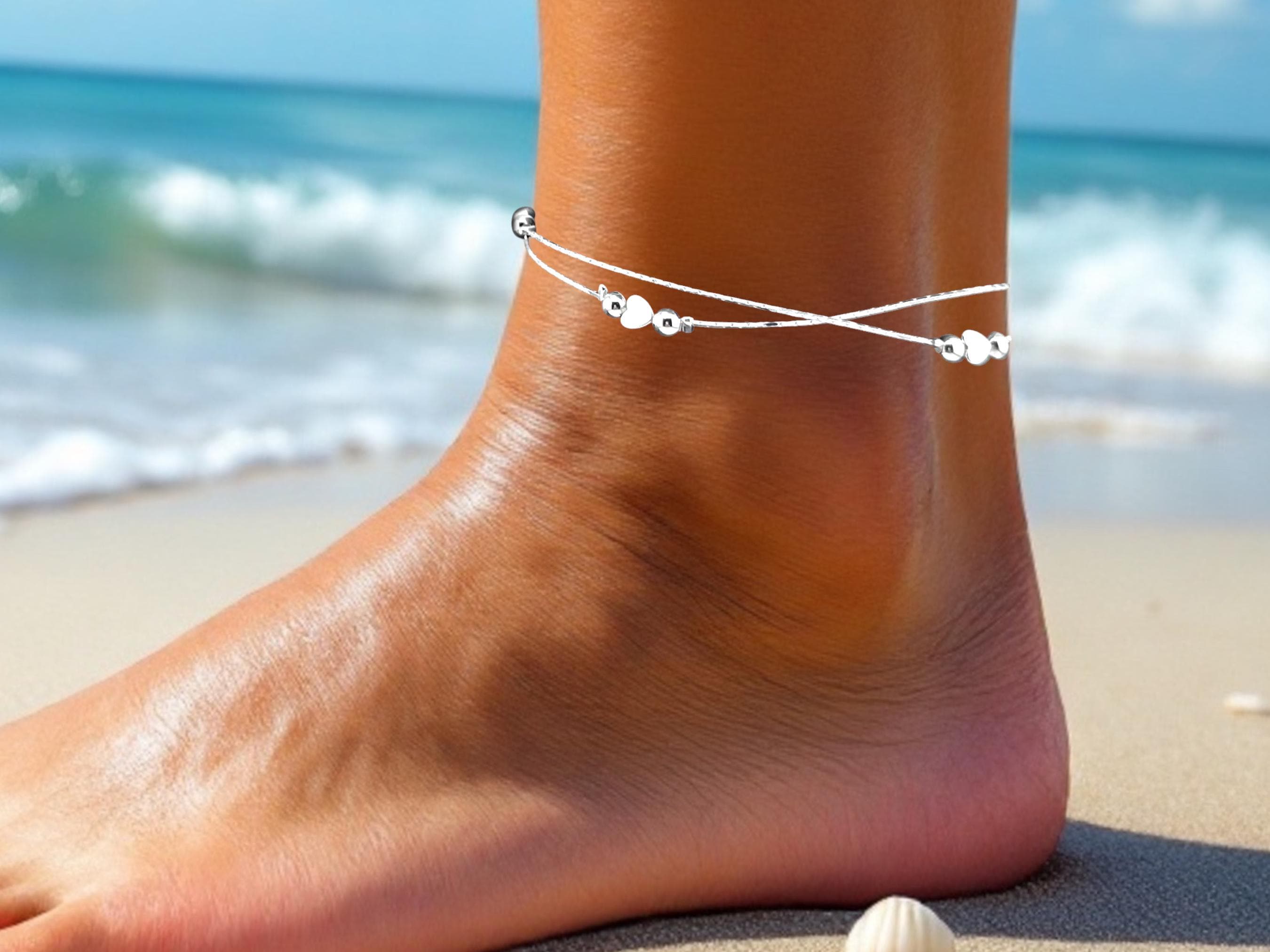 Sterling Silver Anklet, Silver Anklet Bracelet, Gift for her Anklet. Birthday Gift, Boho Jewelry, Silver Anklet, Gold Anklet