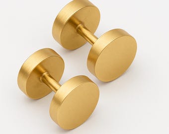Gold Stainless Steel Fake Plug Earrings: Unisex Punk Illusion Gauges