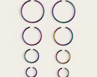 Seamless 4 Pairs Hoop Piercing Rings, Stainless Steel, 8 Pair Set