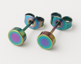 Stud Rainbow Stainless Steel Classic Earrings Hypoallergenic Minimalist Jewellery