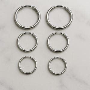 Silver Hoop Stainless steel Earring Huggies' Hoop Earrings, Black, Silver, Gold