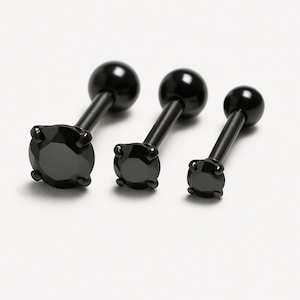 Black Diamond Stud Earrings | 3mm 4mm 5mm 6mm | Black Stud Earrings for Men & Women | Minimalist Single Stud or Pair