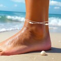 Sterling Silver Heart Anklet Boho Foot Chain Gift For Her